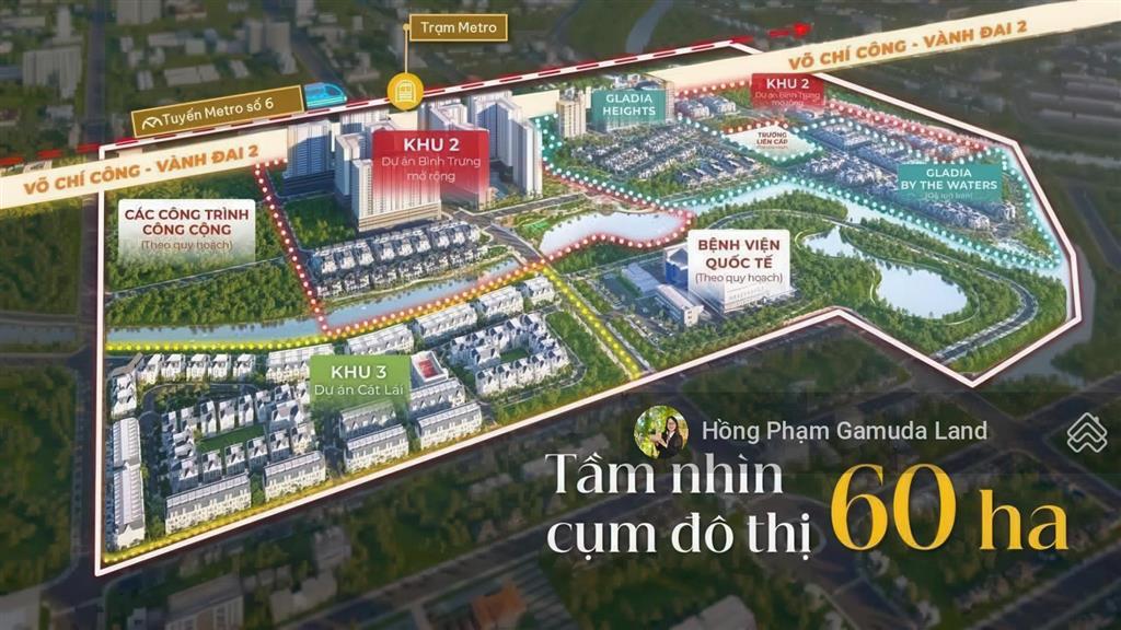 Mở bán căn hộ cao cấp gladia heights quận 2, sổ hồng lâu dài, giao nhà 2027 dt 70m2