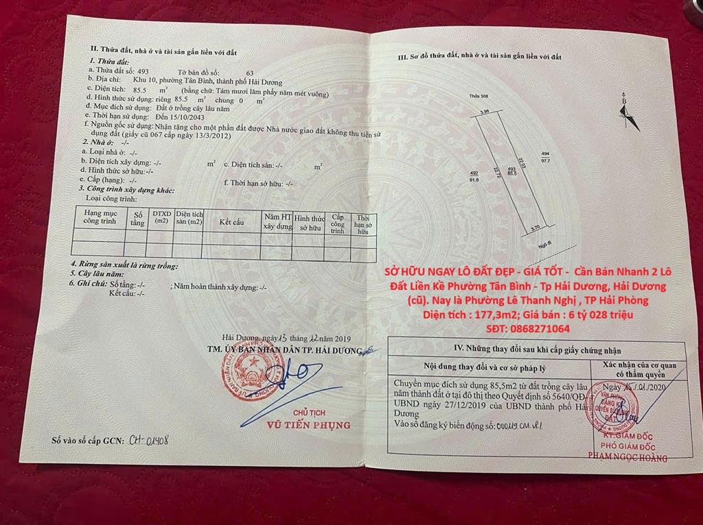 SỞ HỮU NGAY LÔ ĐẤT ĐẸP - GIÁ TỐT - Cần Bán Nhanh 2 Lô Đất Liền Kề Vị Trí Tại Phường Tân