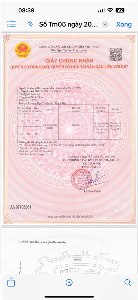 Căn tầng 1 chung cư ruby sổ đỏ lâu dài kinh doanh tốt giá chỉ 1,234 tỷ 0919 959 ***