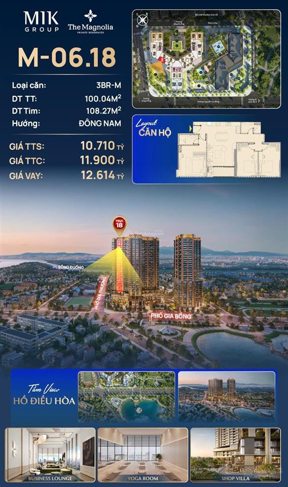 Cập nhật quỹ căn 3pn view sông giá tốt full quà tặng the magnolia mik