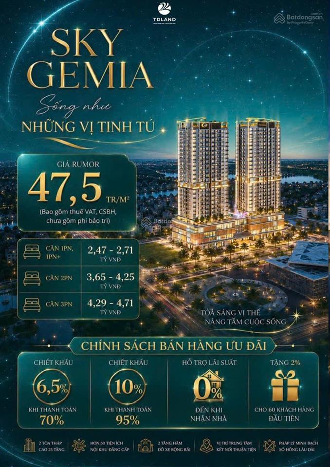 Lộ diện giá dự kiến căn hộ cao cấp sky gemia xứ đông chỉ từ 47,5tr/m2