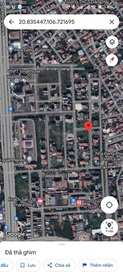 Bán đất khu biệt thự phúc lộc đường lê hồng phong sau ủy ban quận hải an diện tích 292m2 giá hợp lý