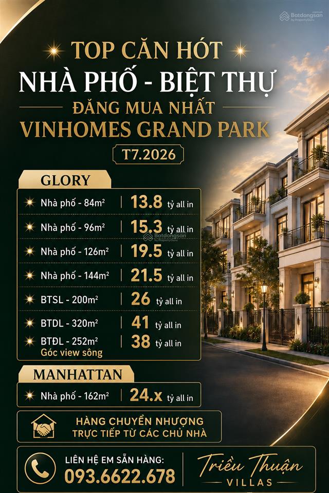 Giỏ hàng bán gấp t8/2026 giá rẻ nhà phố biệt thự vị trí đẹp đáng mua nhất vinhomes grand park