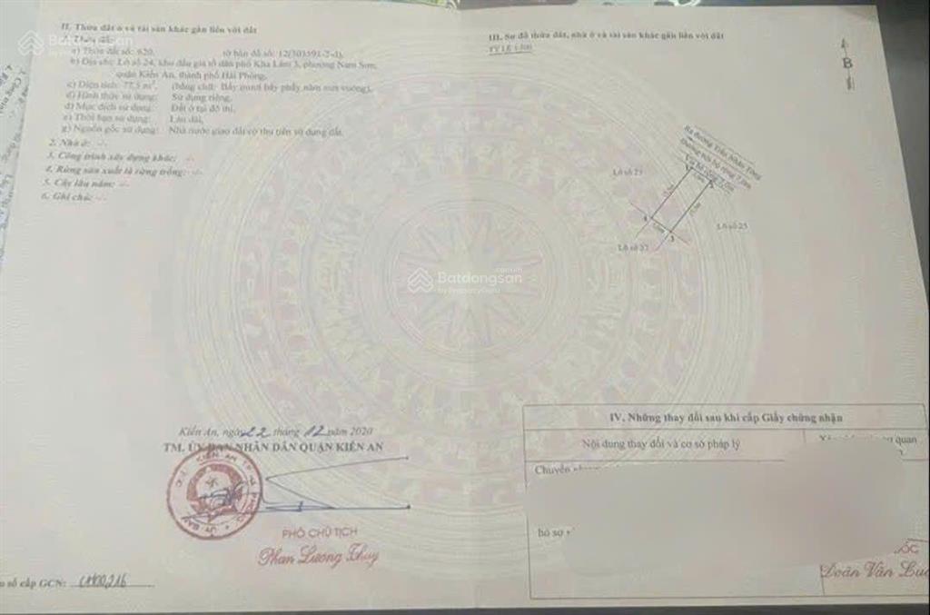 Chủ cần bán, lô đất giá tham khảo tốt trong khu vực đấu giá kha lâm 3, kiến an