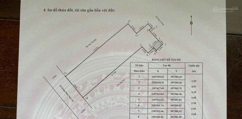 Bán đất tặng nhà mặt đường phạm ngũ lão gần chợ ga 55 tỷ