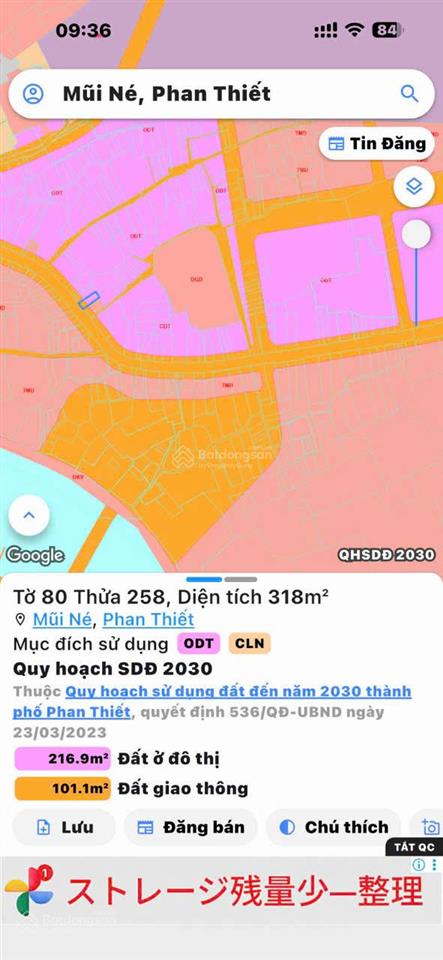 Bán đất mặt tiền đường xuân thủy phường mũi né