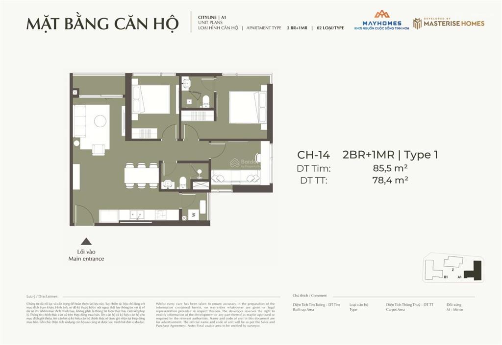 Cần bán cắt lỗ 1 tỷ căn 14 2pn+1br dự án lumiere prime hill vinhomes cổ loa