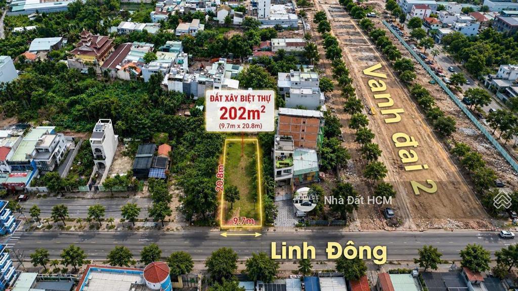 Bán đất mặt tiền đường linh đông ngang 9.4m (công nhận đủ 201,4m² không lộ giới). nở hậu nhẹ