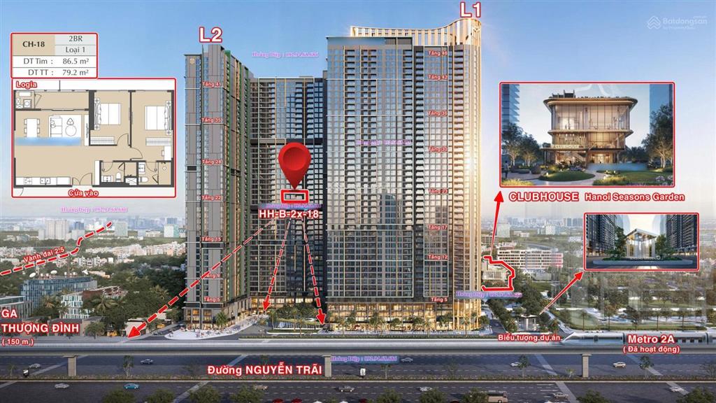 Căn 2pn đẹp trục nguyễn trãi view metro 2a, phòng khách rộng, đón trọn ánh sáng.