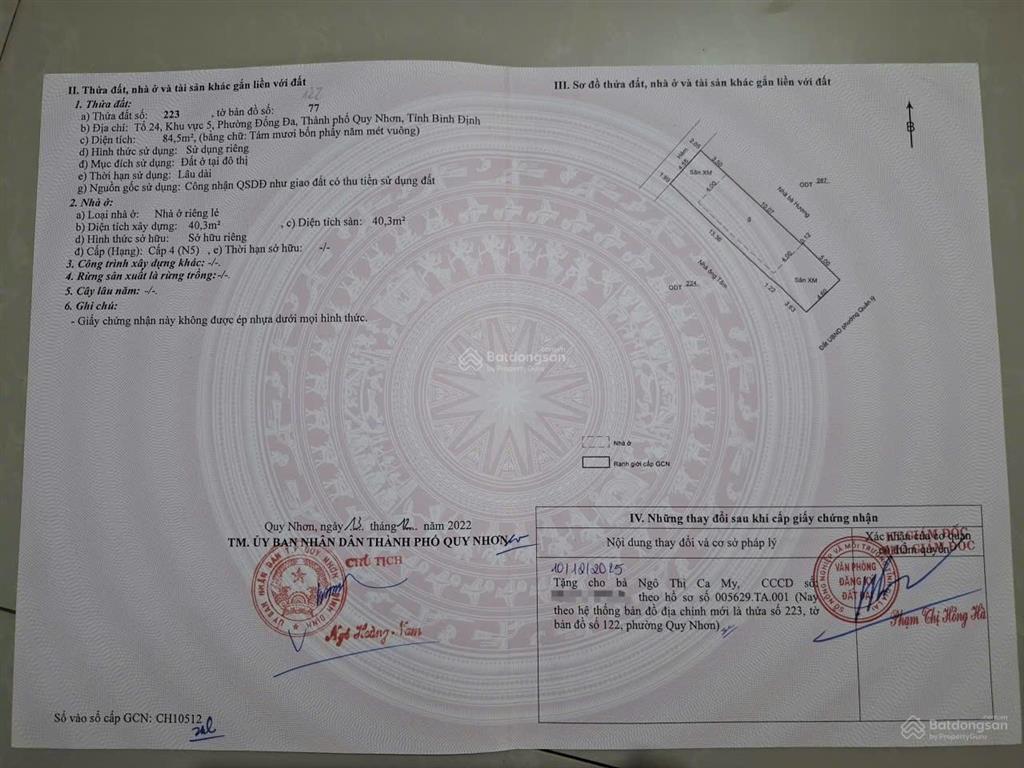Sở hữu ngay lô đất kèm nhà cấp 4 hẻm 117, đường 1 tháng 5, phường đống đa, tp qui nhơn, bình định