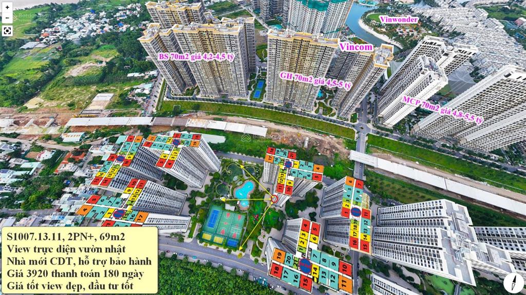 Độc quyền s1007 2pn+ view trực diện vườn nhật, 70m2 giá 3630 bao hết, giá tốt view đẹp