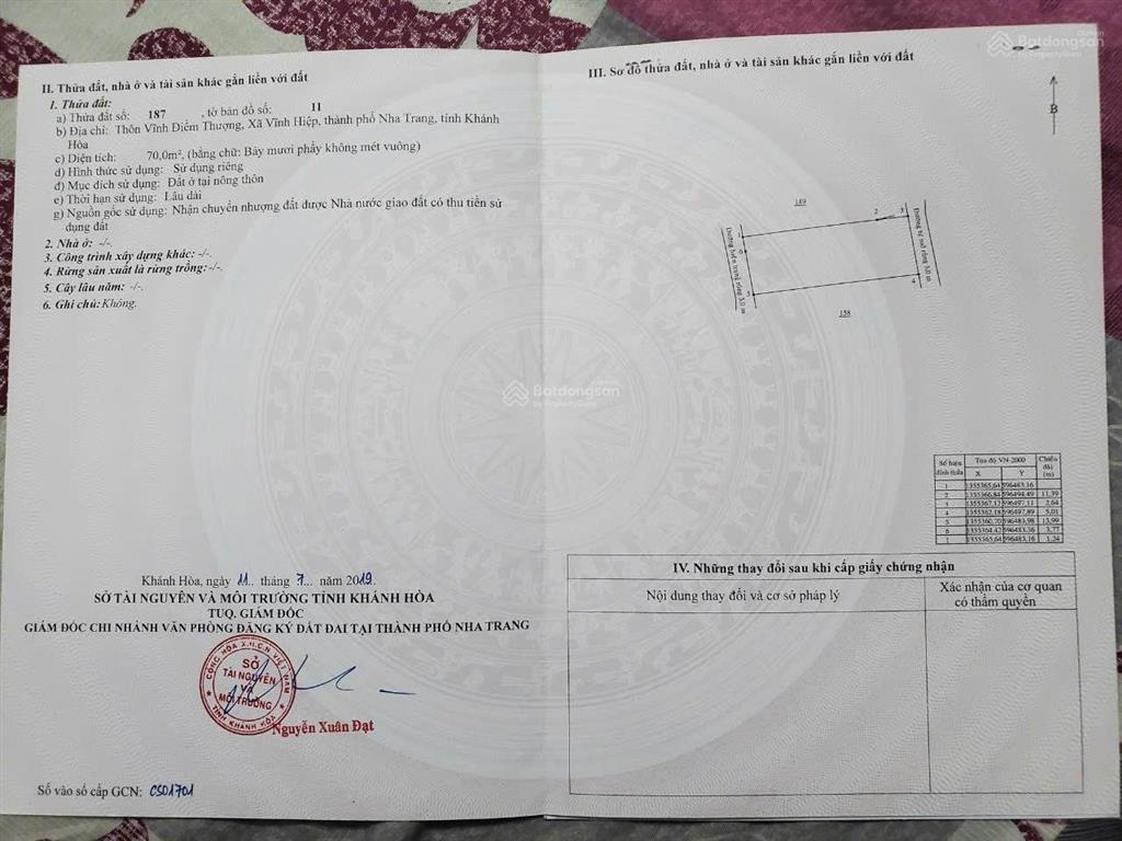 Bán lô đất 2 mặt tiền trước sau, giá 1,6 tỷ, gần đường d30 phường tây nha trang (xã vĩnh hiệp cũ)