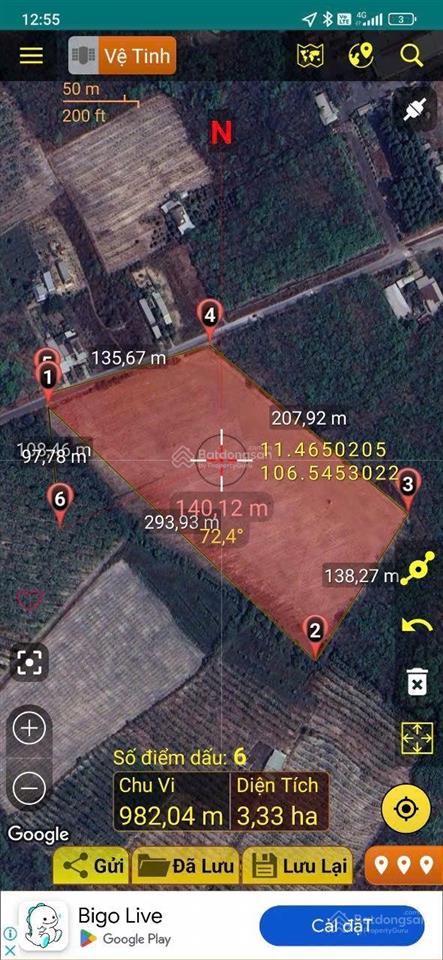 Bán 3ha đất lâu năm có 500m thổ tại ấp tân minh, xã minh thạnh, dầu tiếng, bình dương, 45 tỷ