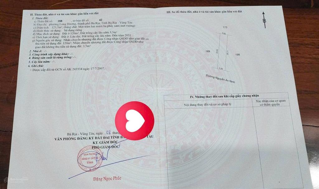 Bán đất mặt tiền nguyễn an ninh vị trí đắc địa, thổ cư 100%