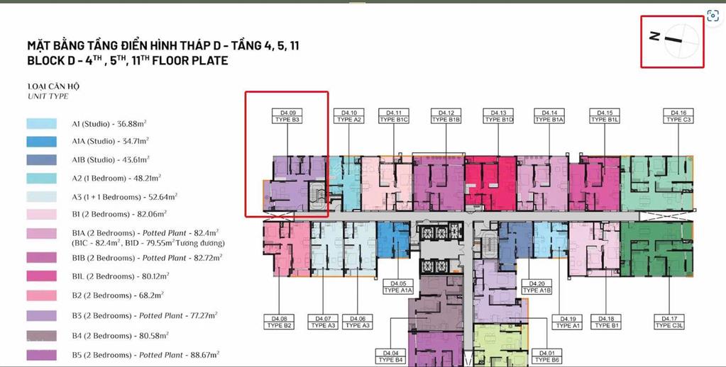 Chính chủ bán 2pn giá rẻ full nt 77m2, tháp d d0409