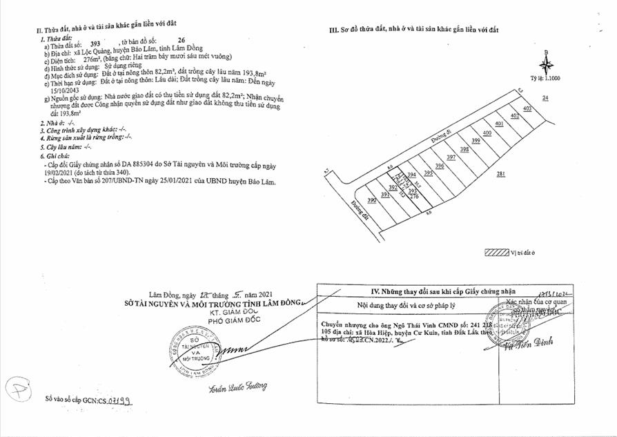 Bán qsdđ và ts gắn liền với đất tại thửa đất số 393, tờ bản đồ số 26 x.bảo lâm 1, t.lâm đồng