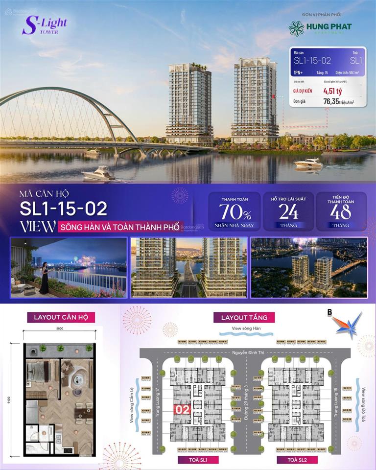 Chỉ với 2,7 tỷ sở hữu căn 2pn slight view trực diện pháo hoa diff, sở hữu lâu dài