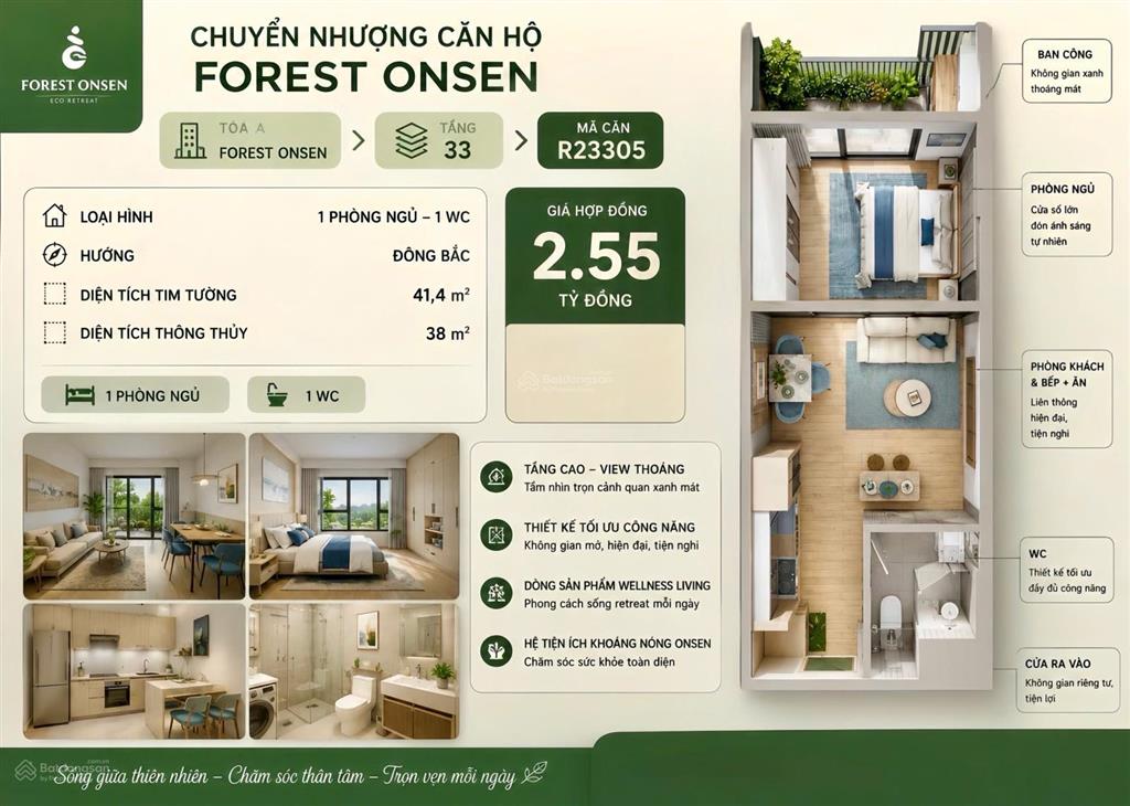 Bán căn hộ chung cư eco retreat long an 2,55 tỷ, 41,3 m² chính chủ