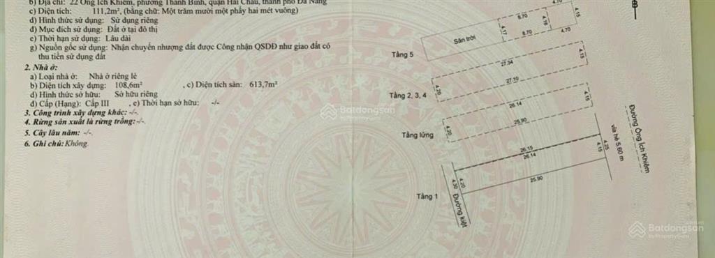 Bán gấp căn khách sạn mặt tiền ông ích khiêm, đà nẵng