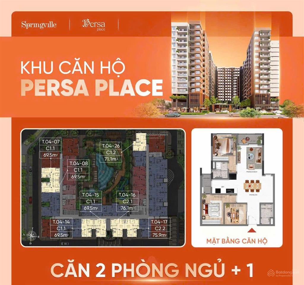 2pn persa place t. 0x. 08 tầng đẹp 75.6m2 giá 4.023 tỷ ptt vay đầu tư tiềm năng lớn