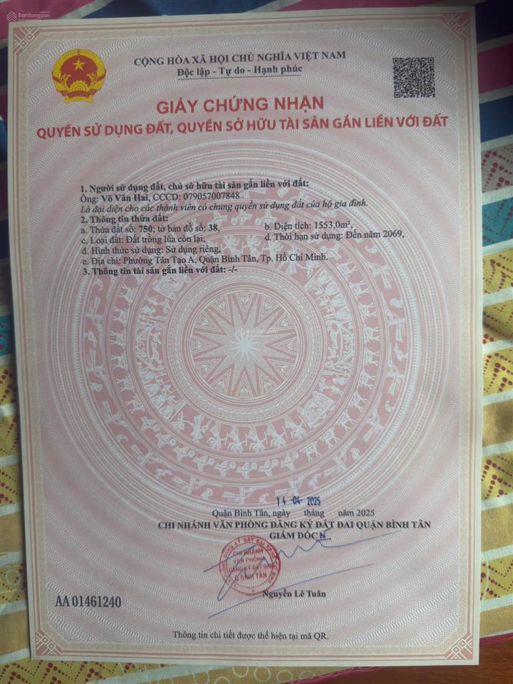 Chính chủ cần bán 2800m2 đất nông nghiệp nguyễn cửu phú bình tân lên thổ 100%