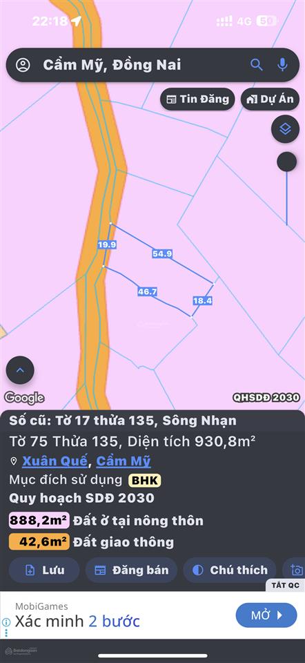 Bán đất sông nhạn cẩm mỹ, sau lưng chạm dừng chân long thành dầu giây
