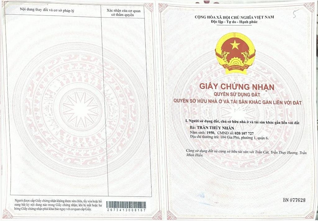 Chính chủ bán nhà mặt tiền đường đặng tất (4m x 25m)