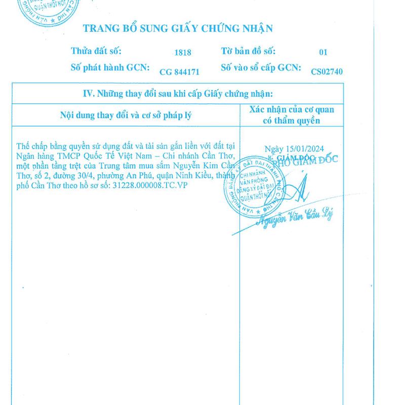 Bán qsdđ và ts gắn liền với đất tại thửa đất số 1818, tờ bản đồ số 1, p. thuận hưng, tp. cần thơ