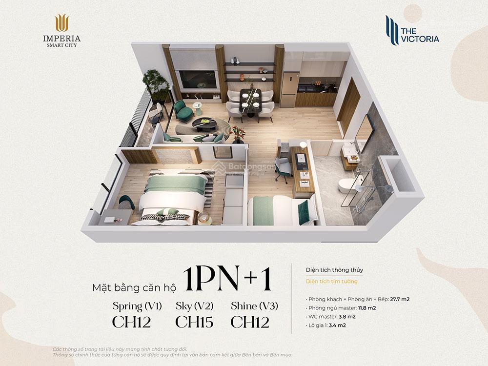 Tôi chính chủ cần bán lỗ căn 1n+ giá 3,4 tỷ tại phân khu the victoria vinhomes smart city