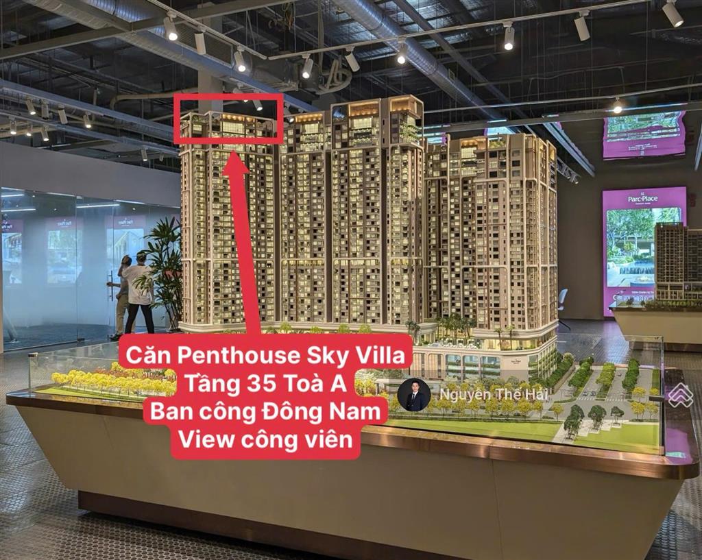 Căn penthouse sky villa 5pn toà a, 592m2, giá 45 tỷ, view công viên, le parc place parkcity