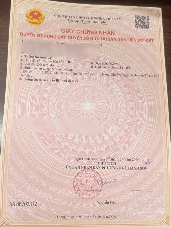 Bán đất tại hoàng bình chính, 90 m2, hướng tây, pháp lý đầy đủ