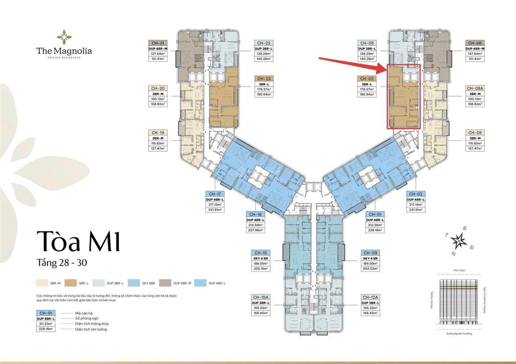 Bán gấp căn 03 dt 178,37m2 3pn+ 1, 88tr/m2 the magnolia private residences khai sơn 0963 603 ***
