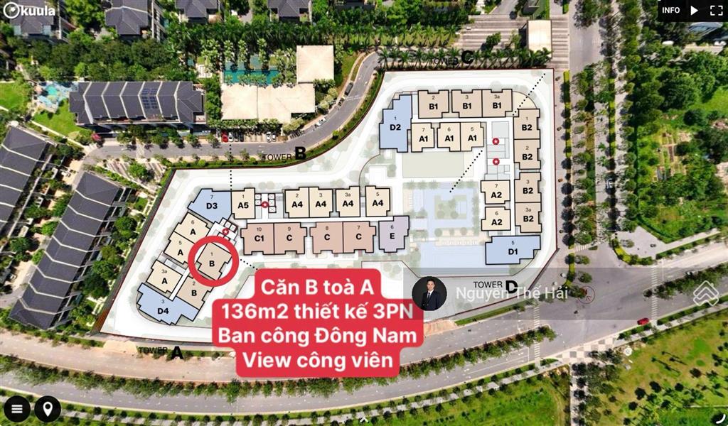Căn 3pn toà a, 136m2, giá 14 tỷ, ban công đông nam, view công viên, le parc place parkcity