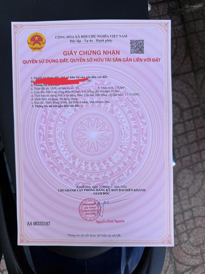 Bán lô đất dt 135,9 mv cách đường võ nguyên giáp 300m