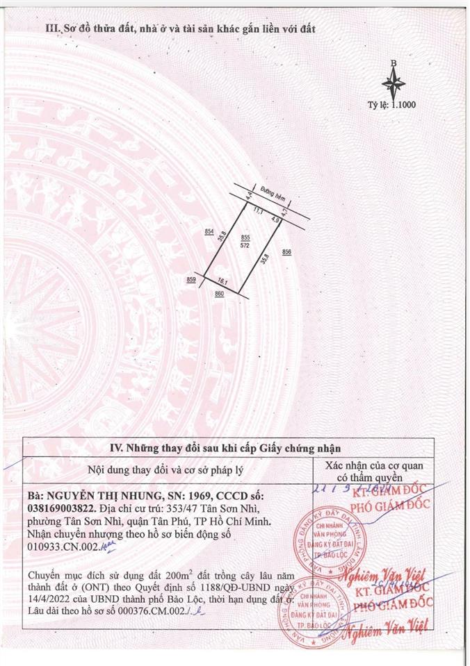 Bán đất bảo lộc dt 572m2, thổ cư mặt tiền đường nhựa lê thị riêng, gần ql20