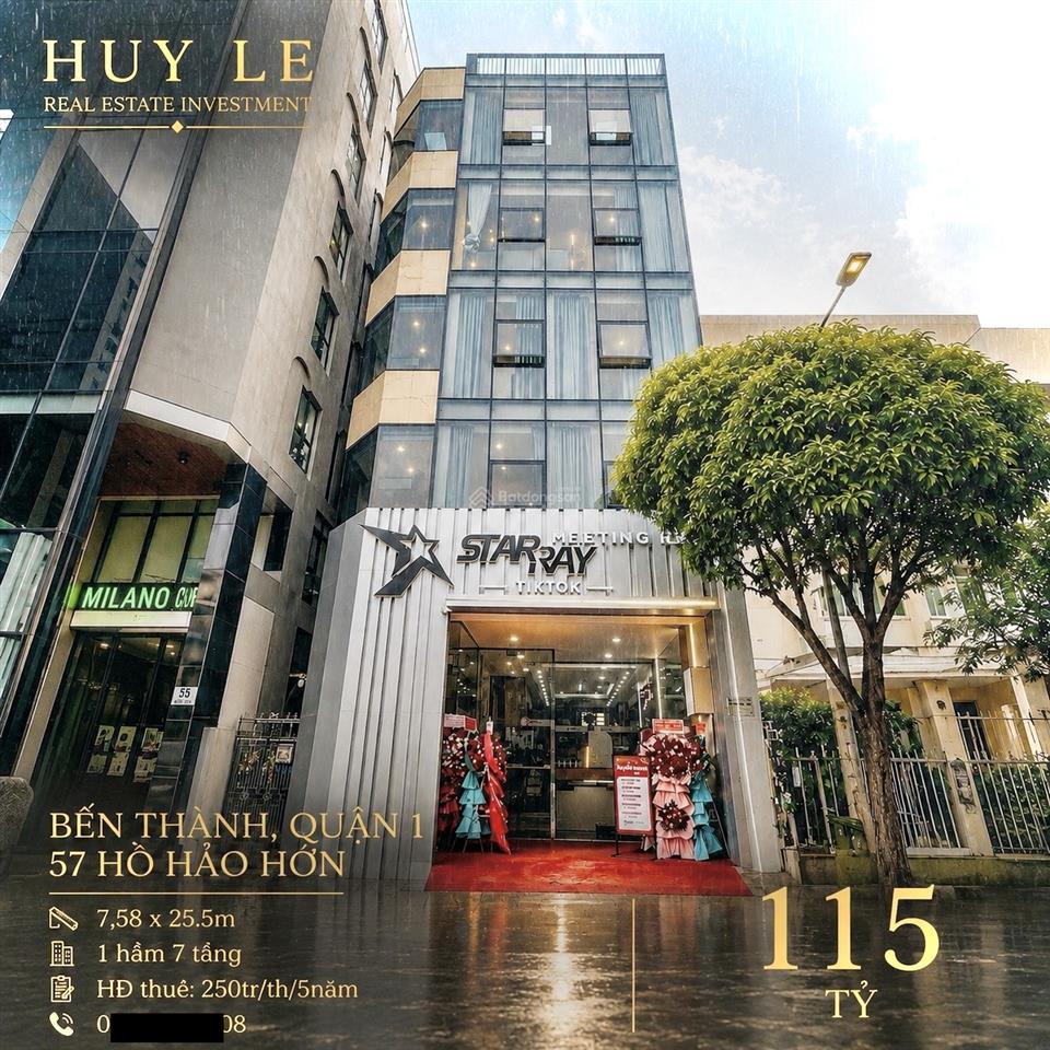 Bán tòa nhà mặt tiền 57 hồ hảo hớn quận 1 (7.58 x 25 1 hầm 7 tầng)