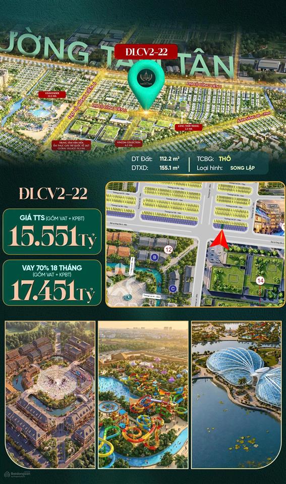 Biệt thự song lập vinhomes hóc môn, giá 15.5 tỷ, áp voucher chiết khấu 10% từ cđt vinhomes
