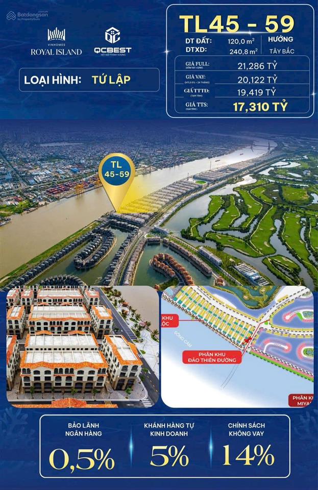 Tứ lập view sông tl45 59, căn tứ lập vị trí đẹp, tiềm năng tăng giá vượt trội
