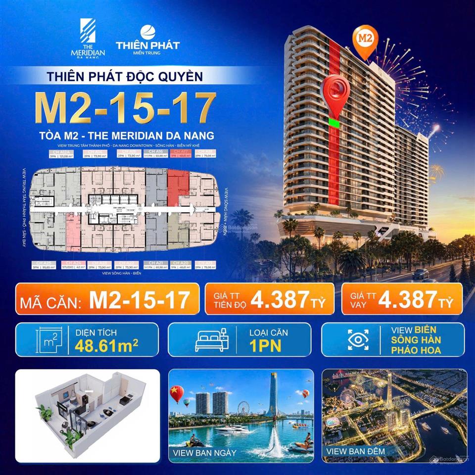 The meridian đà nẵng 4,387 tỷ sở hữu căn hộ view biển sông pháo hoa
