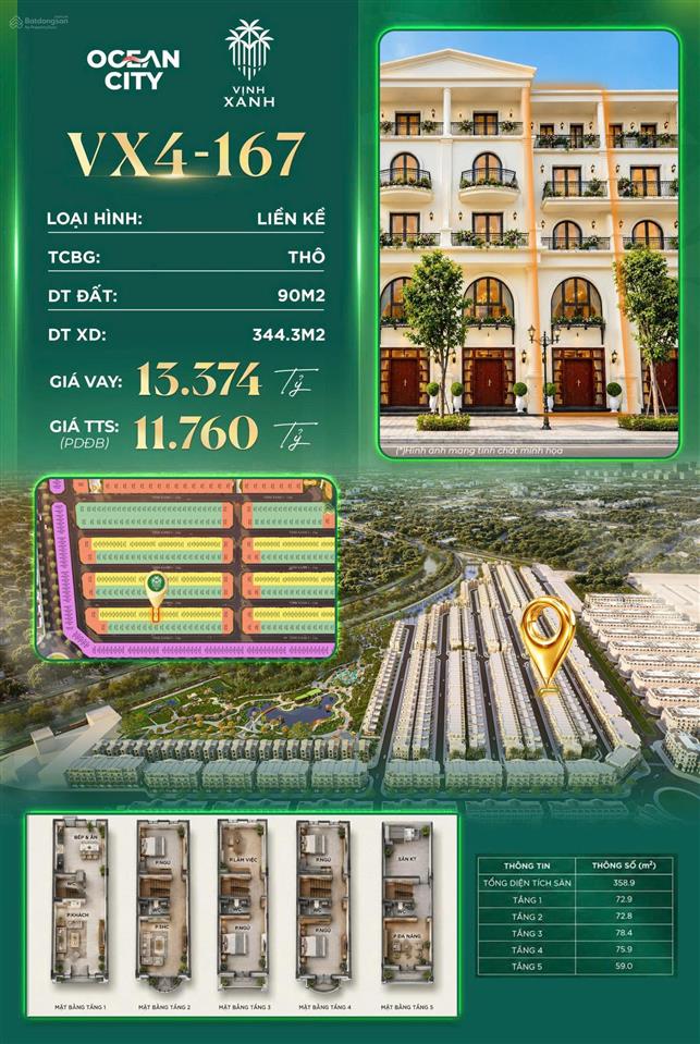Liền kề 90m2 rẻ nhất khu khép kín vịnh xanh