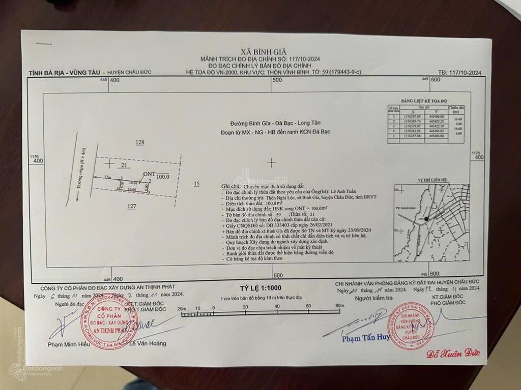 Đất thổ cư, đường bình giã đá bạc, huyện châu đức, tỉnh bà rịa vũng tàu