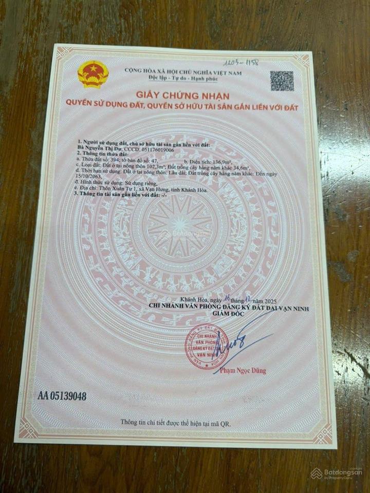 Bán đất ngay khu dân cư xuân tự 1, xã vạn hưng, vạn ninh, khánh hoà