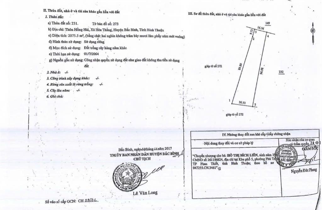 Bán 11.489m2 đất hòa thắng, bắc bình, bình thuận ngang 96,98m nở hậu 126,38m giá 35 tỷ