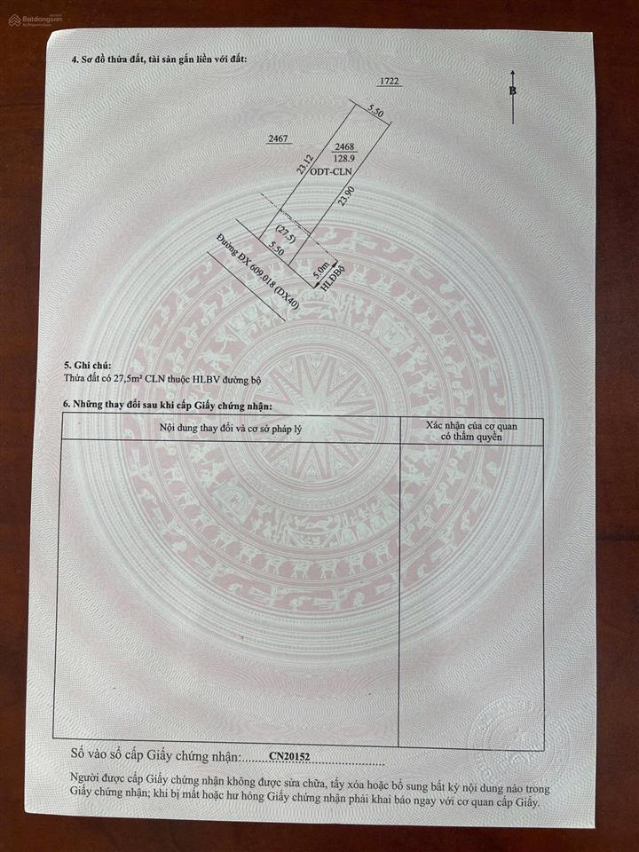Bán đất tại xã phú an, thành phố bến cát, bình dương, 1,52 tỷ, 128,9m2 giá ưu đãi