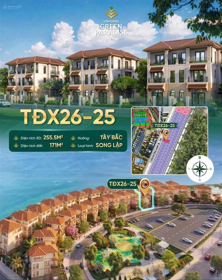 Biệt thự song lập ngay mặt biển tự nhiên cần giờ 171m2 giá tốt vinhomes cần giờ