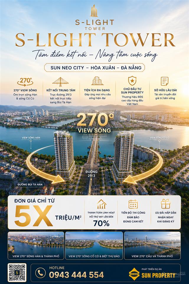 Bán căn hộ 2pn 59m2 view sông đông nam chỉ gần 3 tỷ dự án slight tower đà nẵng