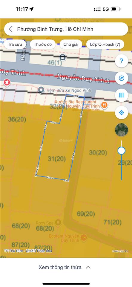 539,6m2 full thổ ngang 8,8m góc 2mt đường nguyễn duy trinh giá 85 tỷ (157,5tr/m2)