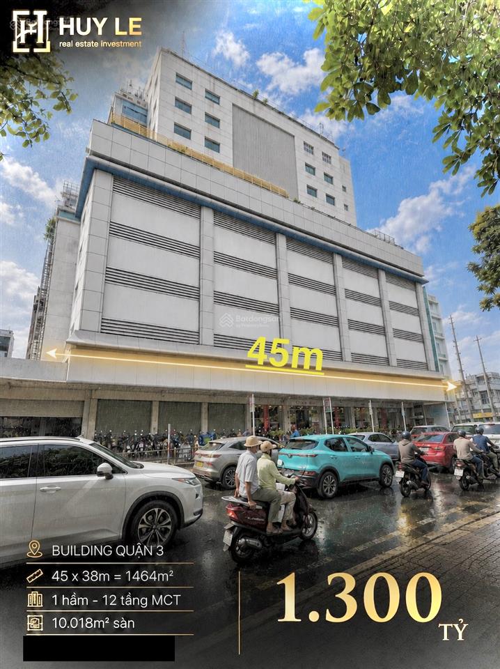Building 180182 lý chính thắng mặt tiền 45m [hầm, 12 tầng, 10.018m2 sàn] (ký độc quyền)