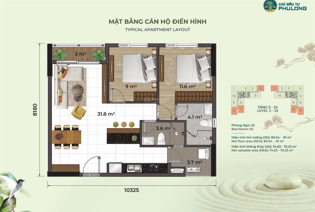 Bán gấp căn góc 81m2 giá tốt 2pn có 4 mặt thoáng nổi bật dự án