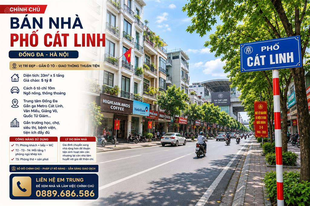Hót! chính chủ bán nhà phố cát linh đống đa 33m 5 tầng | chỉ 5,8 tỷ | cách ô tô 10m